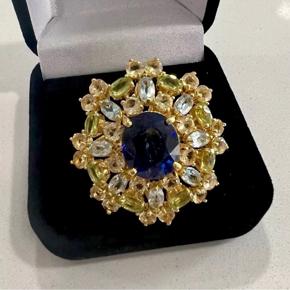 Magic Perfection Bold Statement Ring Blue Topaz 9… - image 4